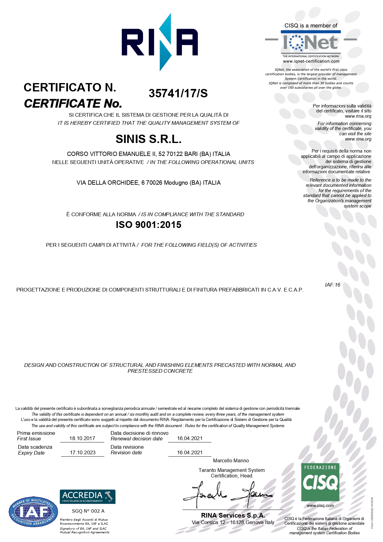 Certificazione IQNet