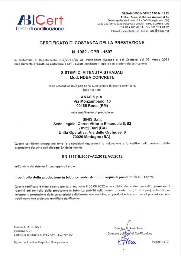 Certificato di costanza nella prestazione